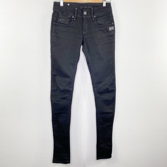 G-Star Raw Black Denim Fender Five-Pocket Skinny Jeans Women's Size 25 - Picture 1 of 8